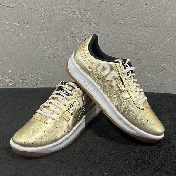🔥🔥 PUMA California Hollywood CA 101 Metallic Gold Gum Bottom Men's 10 - PERFEC - Picture 1 of 15